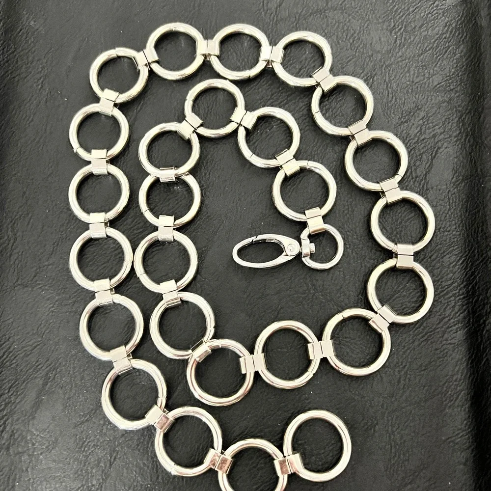 Silver Metal O Ring Chain Link Waist Belt 31 Inch Lobster Clasp Grunge Gothic